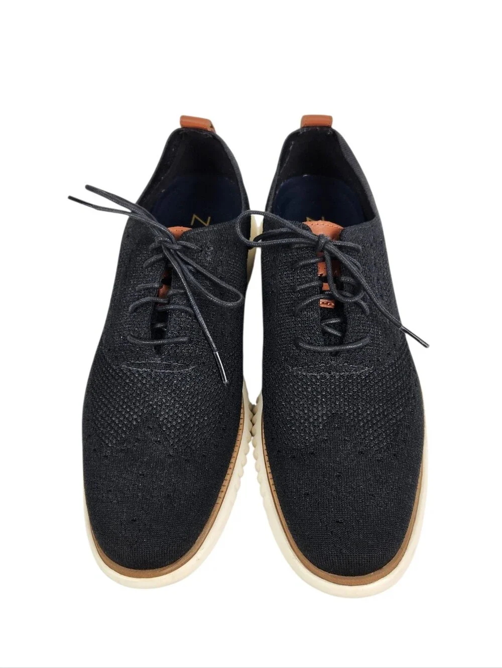 Cole Haan 2.Zerogrand Stitchlite Wingtip Oxford Sneakers Black Ivory Men Size 12